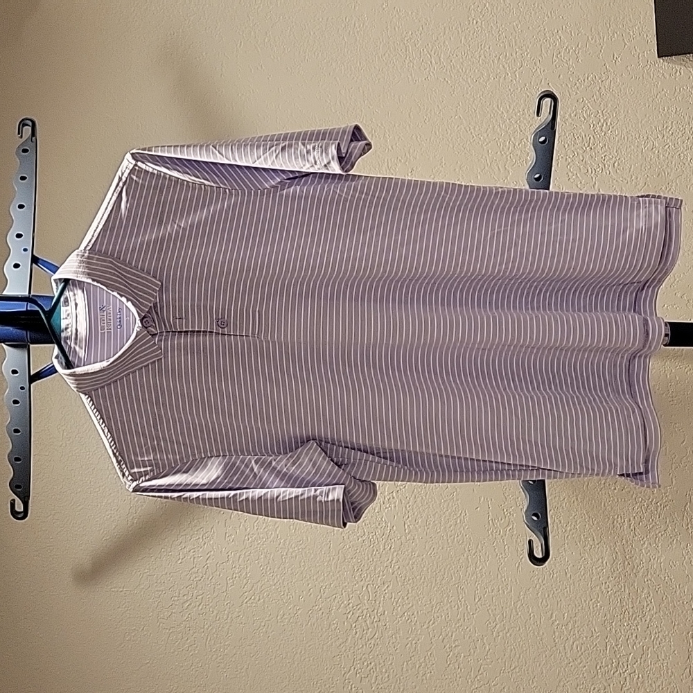 Croft and Barrow Quick Dry Striped Purple Shirt